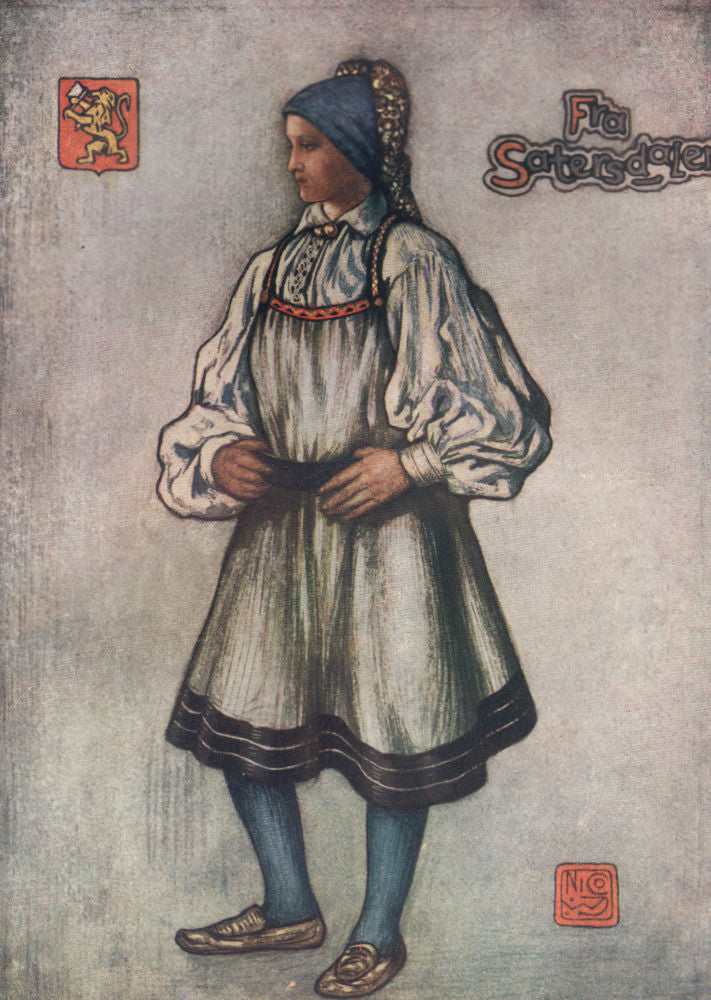 SETESDAL. 'Peasant girl' by Nico Jungman. Norway 1905 old antique print